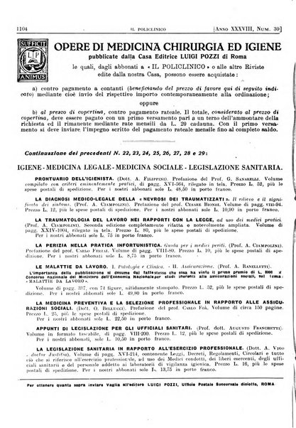 Il policlinico. Sezione pratica periodico di medicina, chirurgia e igiene