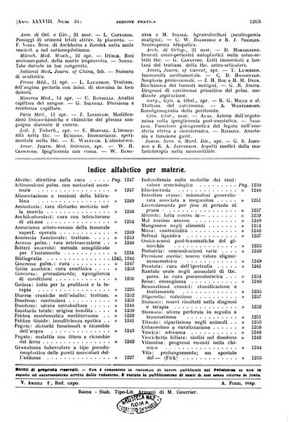 Il policlinico. Sezione pratica periodico di medicina, chirurgia e igiene