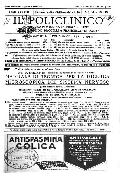 Il policlinico. Sezione pratica periodico di medicina, chirurgia e igiene