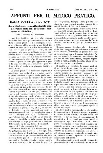 Il policlinico. Sezione pratica periodico di medicina, chirurgia e igiene