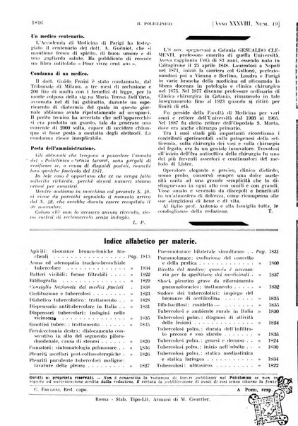 Il policlinico. Sezione pratica periodico di medicina, chirurgia e igiene