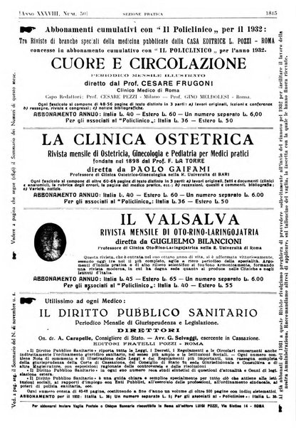 Il policlinico. Sezione pratica periodico di medicina, chirurgia e igiene