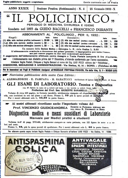 Il policlinico. Sezione pratica periodico di medicina, chirurgia e igiene