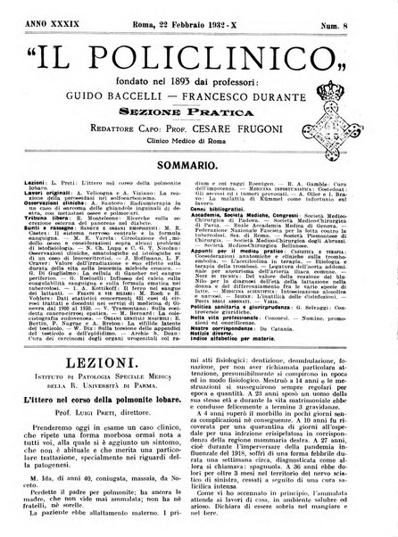 Il policlinico. Sezione pratica periodico di medicina, chirurgia e igiene