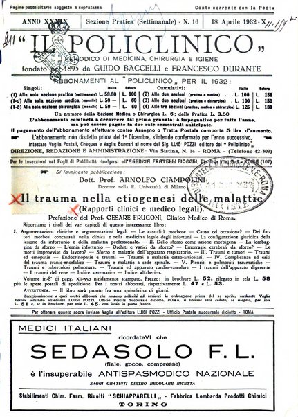 Il policlinico. Sezione pratica periodico di medicina, chirurgia e igiene