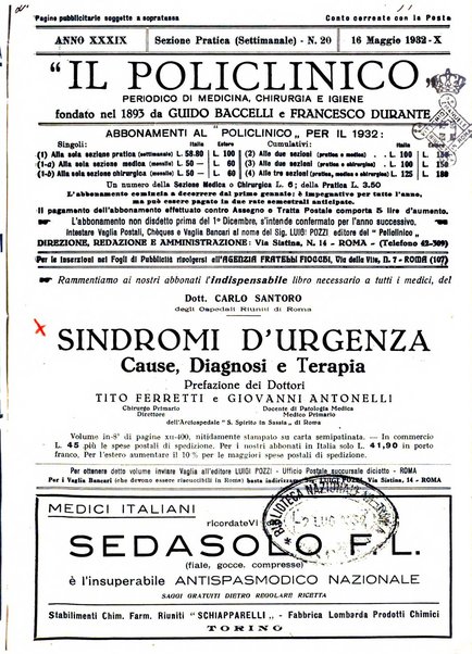 Il policlinico. Sezione pratica periodico di medicina, chirurgia e igiene