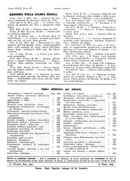 Il policlinico. Sezione pratica periodico di medicina, chirurgia e igiene