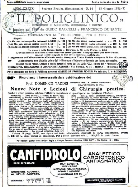 Il policlinico. Sezione pratica periodico di medicina, chirurgia e igiene