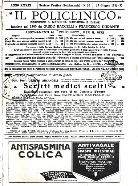 Il policlinico. Sezione pratica periodico di medicina, chirurgia e igiene