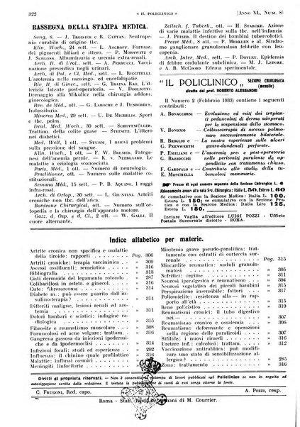 Il policlinico. Sezione pratica periodico di medicina, chirurgia e igiene