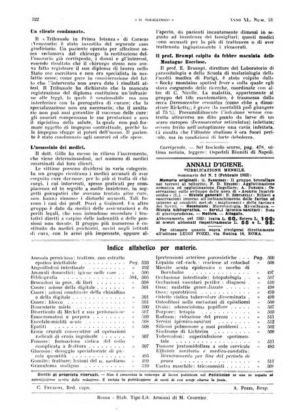 Il policlinico. Sezione pratica periodico di medicina, chirurgia e igiene