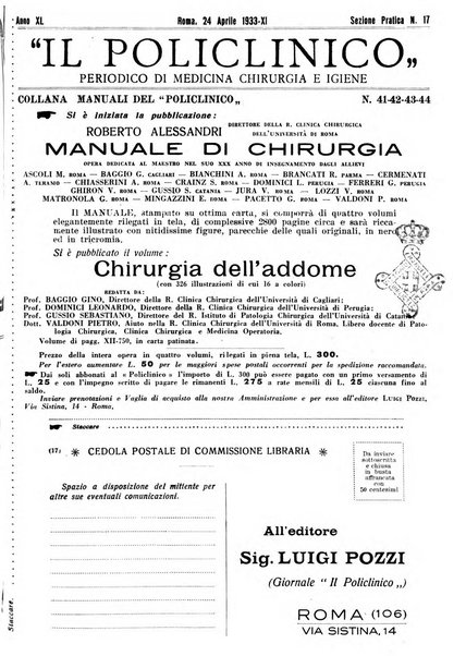 Il policlinico. Sezione pratica periodico di medicina, chirurgia e igiene