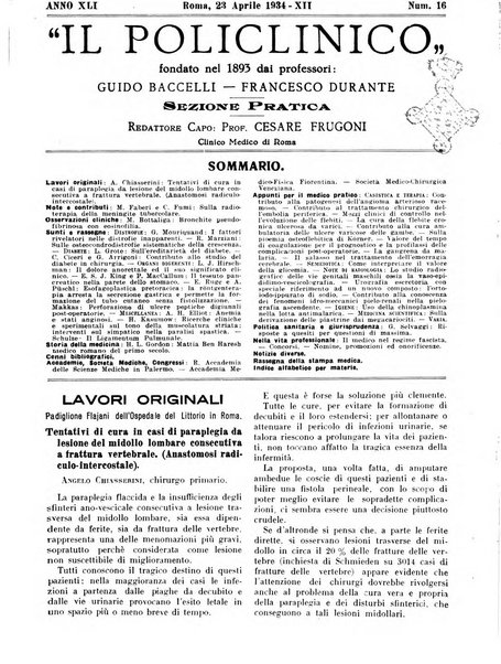 Il policlinico. Sezione pratica periodico di medicina, chirurgia e igiene