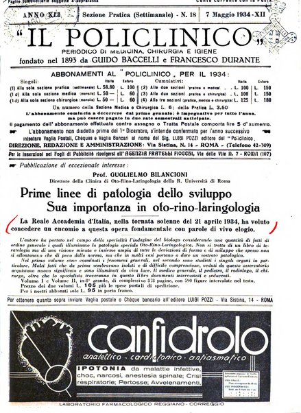 Il policlinico. Sezione pratica periodico di medicina, chirurgia e igiene