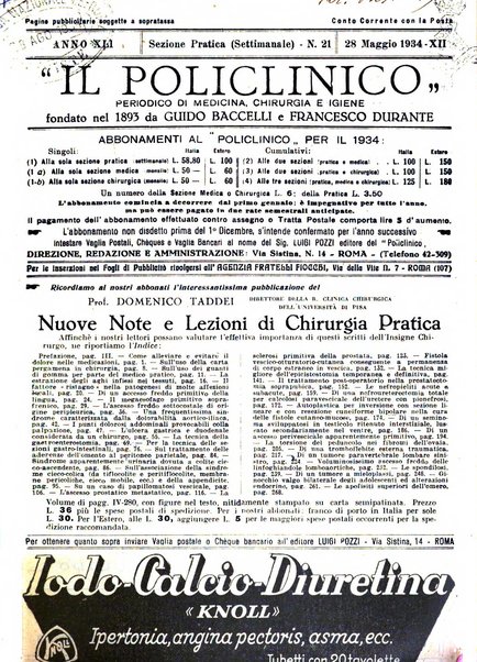 Il policlinico. Sezione pratica periodico di medicina, chirurgia e igiene