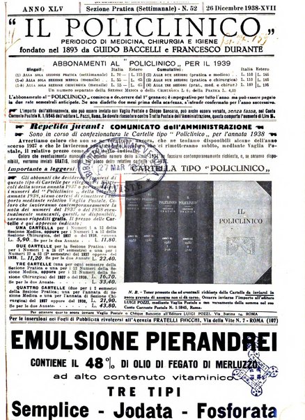 Il policlinico. Sezione pratica periodico di medicina, chirurgia e igiene