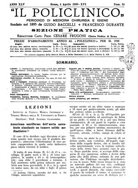 Il policlinico. Sezione pratica periodico di medicina, chirurgia e igiene