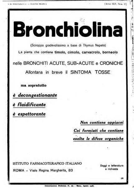 Il policlinico. Sezione pratica periodico di medicina, chirurgia e igiene