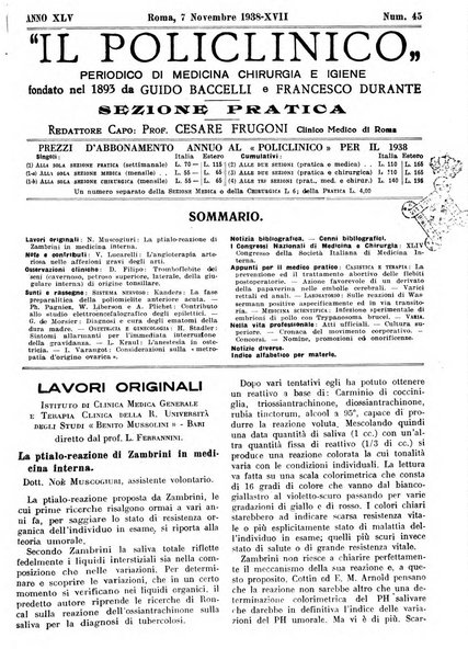 Il policlinico. Sezione pratica periodico di medicina, chirurgia e igiene