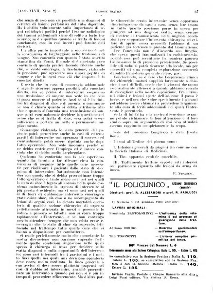 Il policlinico. Sezione pratica periodico di medicina, chirurgia e igiene