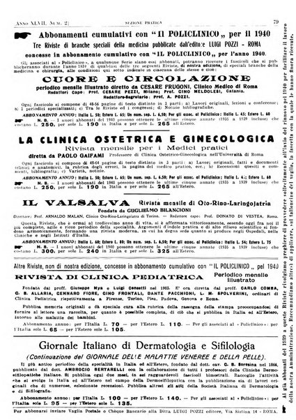 Il policlinico. Sezione pratica periodico di medicina, chirurgia e igiene