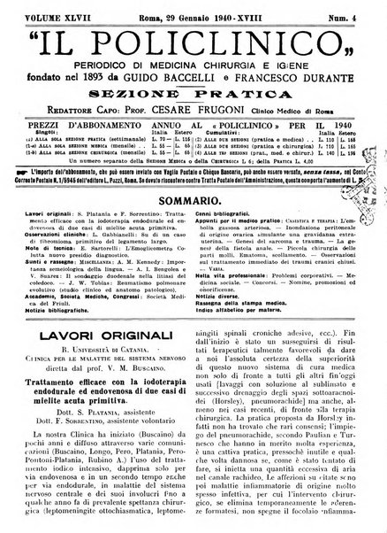 Il policlinico. Sezione pratica periodico di medicina, chirurgia e igiene