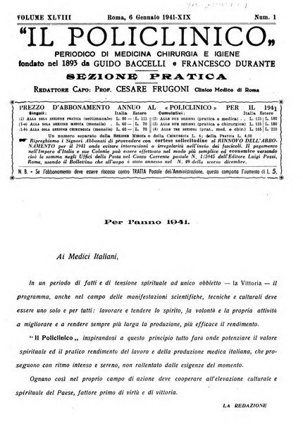 Il policlinico. Sezione pratica periodico di medicina, chirurgia e igiene