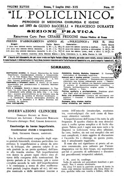 Il policlinico. Sezione pratica periodico di medicina, chirurgia e igiene