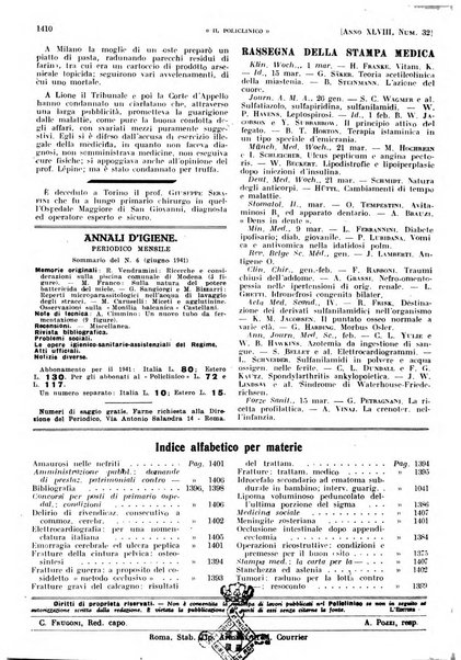 Il policlinico. Sezione pratica periodico di medicina, chirurgia e igiene