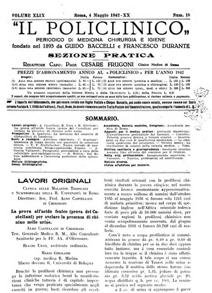 Il policlinico. Sezione pratica periodico di medicina, chirurgia e igiene