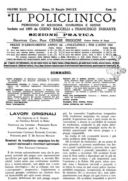 Il policlinico. Sezione pratica periodico di medicina, chirurgia e igiene