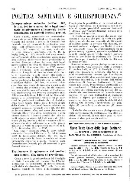 Il policlinico. Sezione pratica periodico di medicina, chirurgia e igiene