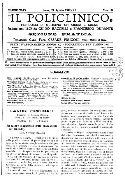 Il policlinico. Sezione pratica periodico di medicina, chirurgia e igiene