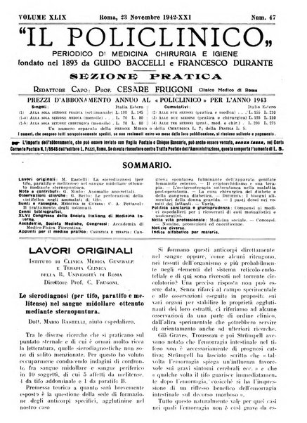 Il policlinico. Sezione pratica periodico di medicina, chirurgia e igiene