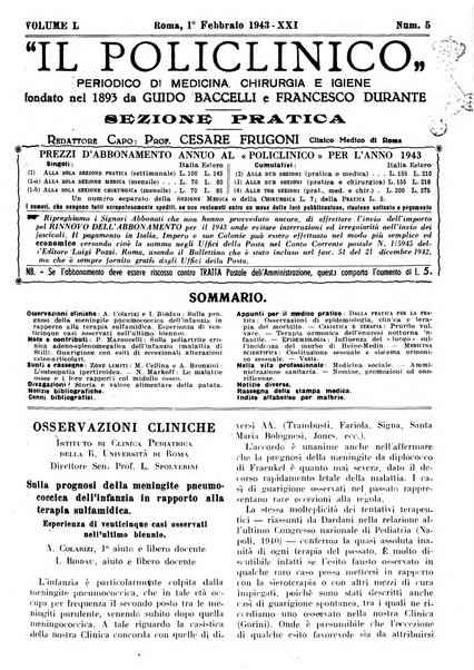 Il policlinico. Sezione pratica periodico di medicina, chirurgia e igiene