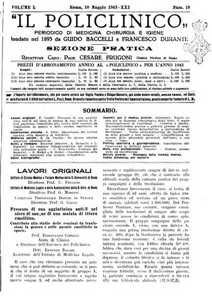 Il policlinico. Sezione pratica periodico di medicina, chirurgia e igiene