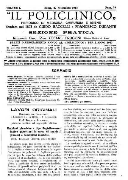 Il policlinico. Sezione pratica periodico di medicina, chirurgia e igiene