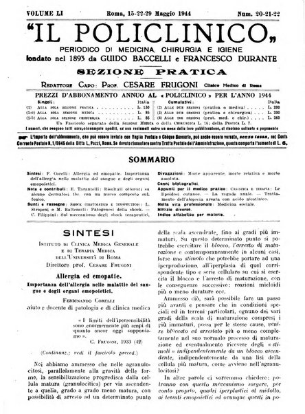 Il policlinico. Sezione pratica periodico di medicina, chirurgia e igiene