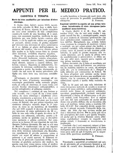 Il policlinico. Sezione pratica periodico di medicina, chirurgia e igiene