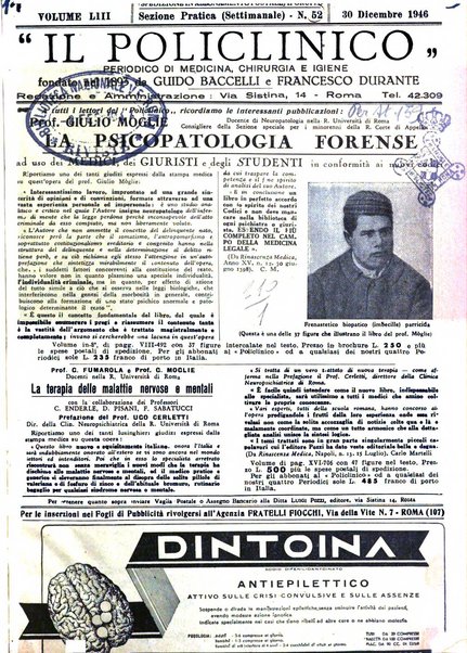 Il policlinico. Sezione pratica periodico di medicina, chirurgia e igiene