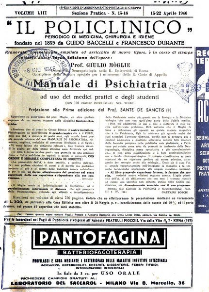 Il policlinico. Sezione pratica periodico di medicina, chirurgia e igiene