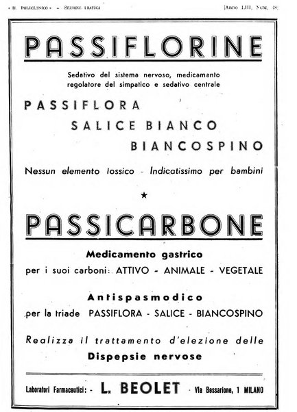 Il policlinico. Sezione pratica periodico di medicina, chirurgia e igiene