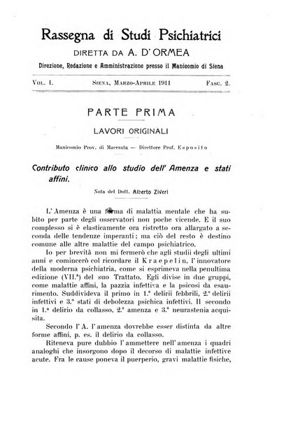 Rassegna di studi psichiatrici