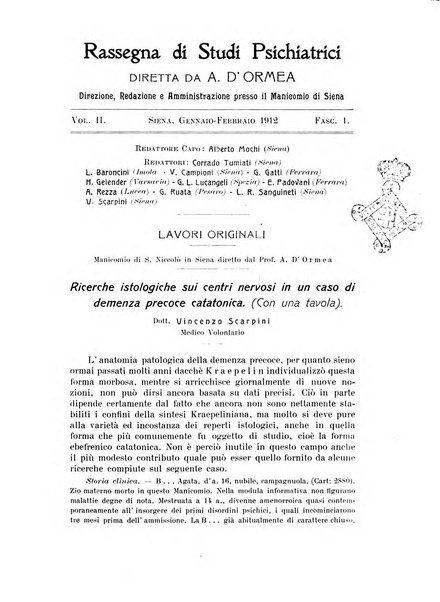 Rassegna di studi psichiatrici