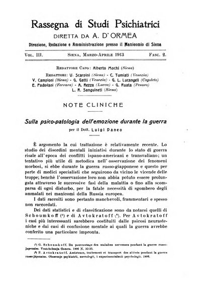 Rassegna di studi psichiatrici