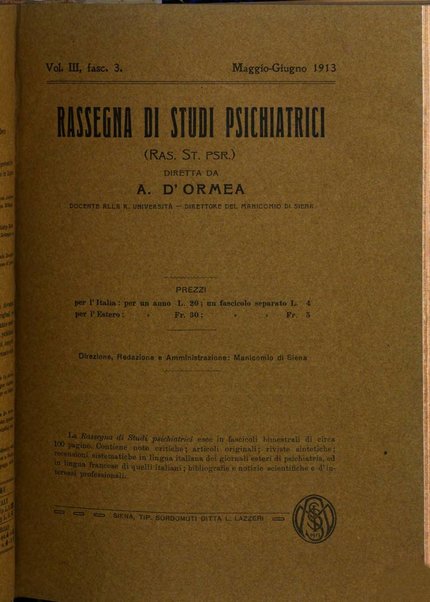 Rassegna di studi psichiatrici