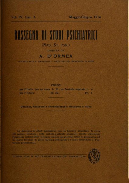 Rassegna di studi psichiatrici