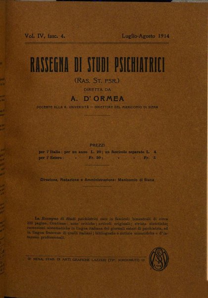 Rassegna di studi psichiatrici