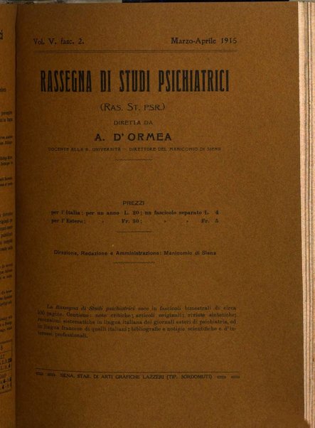 Rassegna di studi psichiatrici