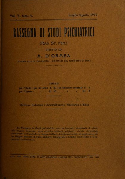 Rassegna di studi psichiatrici